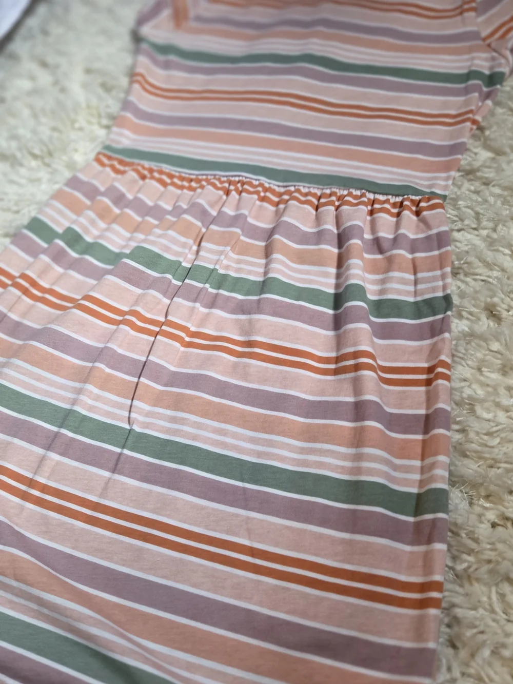 Carter's White and Orange Striped Knit Dress